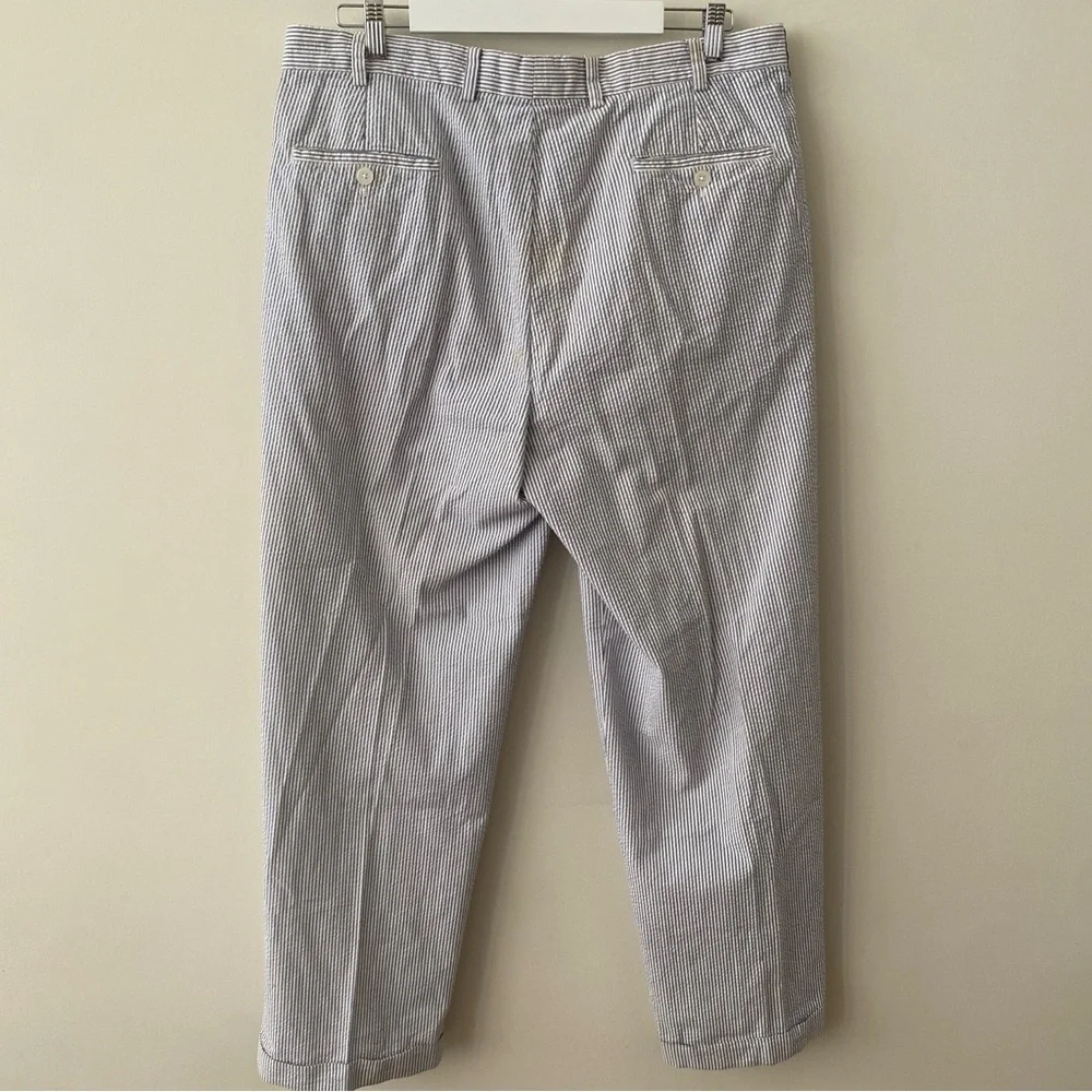 Brooks Brothers Elliot Seersucker Blue Striped Dress Pants Size 36x30